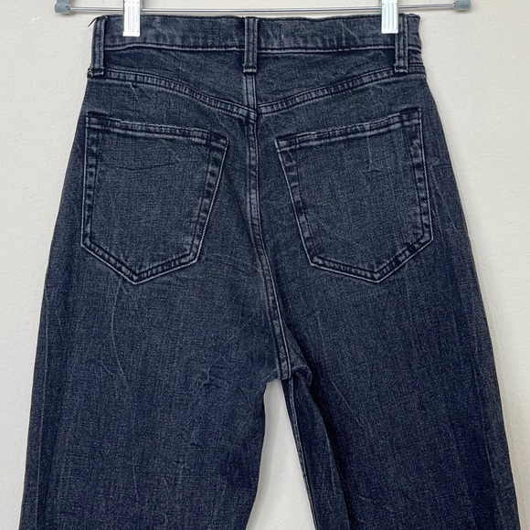 Abercrombie & Fitch Curve Love The Ankle Straight High Rise Destroyed Black Jean - Picture 6 of 10